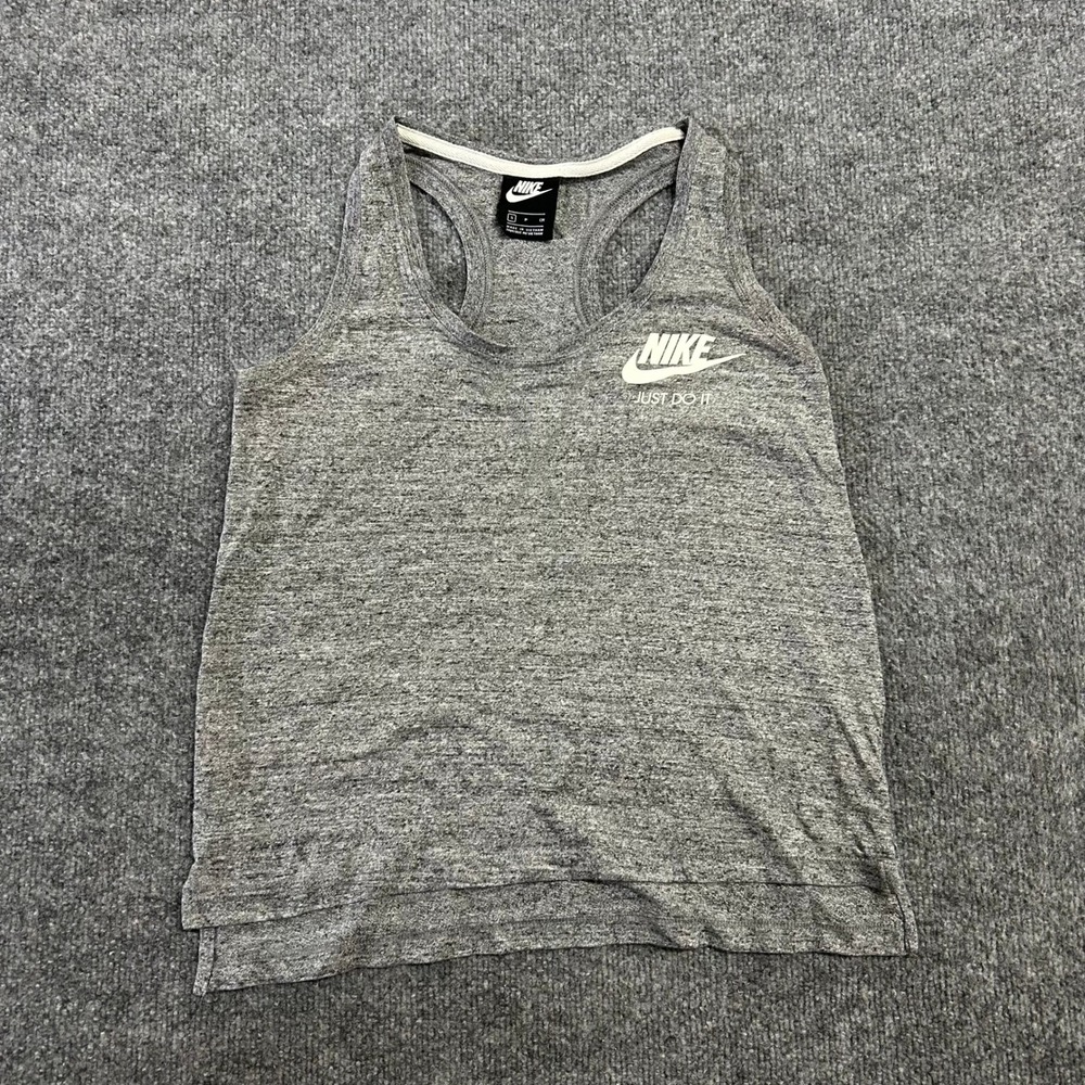 Nike Tank Top Womens Size S Gray Heathered Racerback Athletic Just Do It Logo